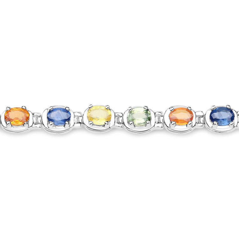 5.40 Carat Genuine Multi Sapphire .925 Sterling Silver Bracelet