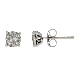 Genuine .33ct Diamond Stud Earrings 14KT White Gold