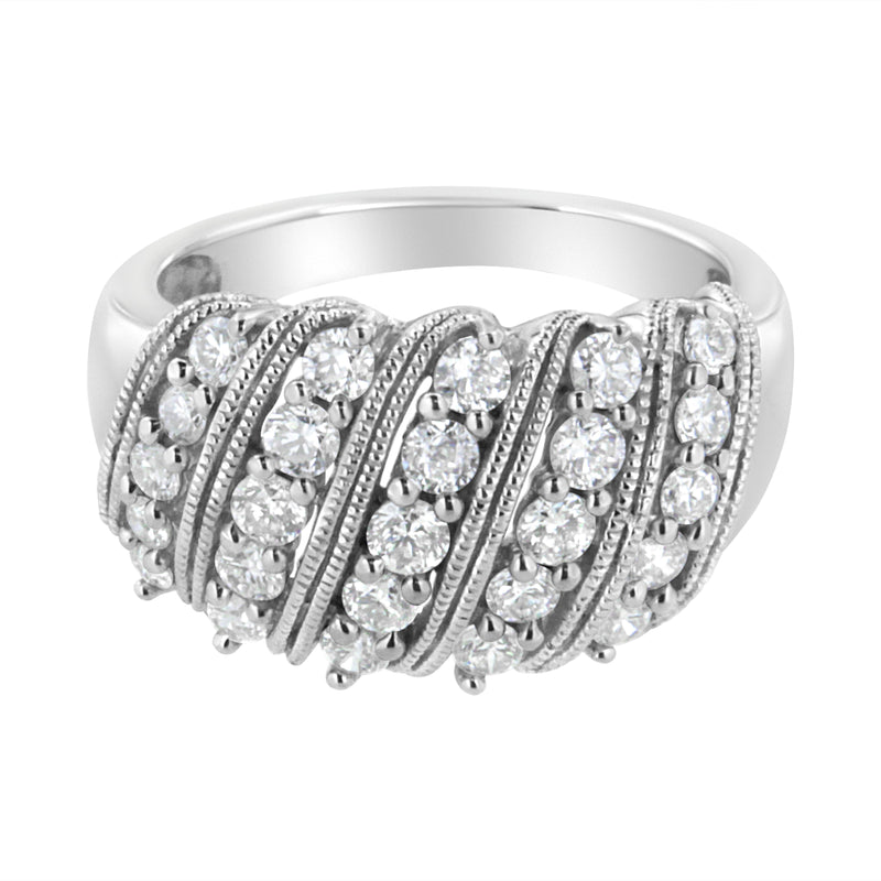 .925 Sterling Silver 1 cttw Lab Grown Diamond Cluster Band Ring (F-G Color, VS2-SI1 Clarity) - Size 7