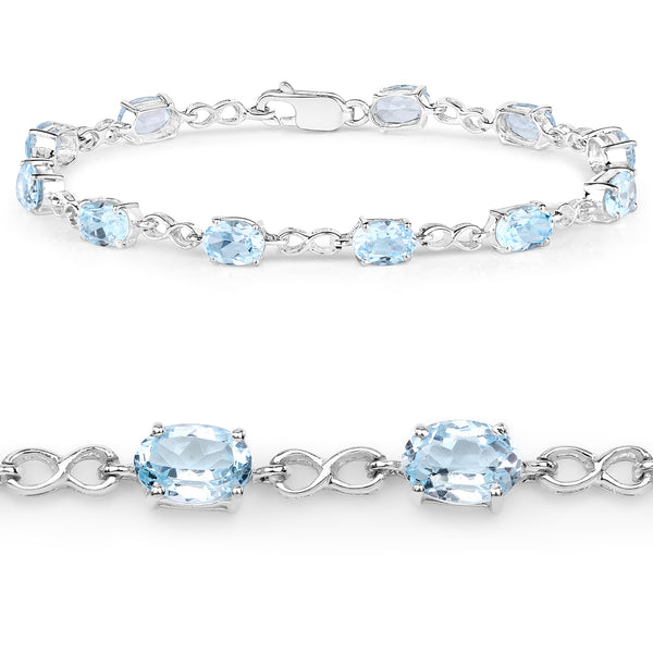 10.45 Carat Genuine Blue Topaz .925 Sterling Silver Bracelet