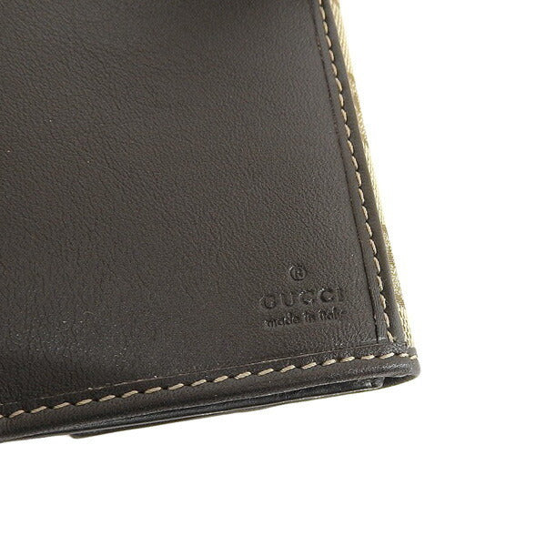 Gucci Womens GG CanvasLeather Long Wallet (bi-fold) Brown