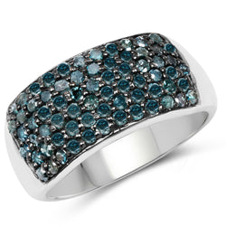 1.17 Carat Genuine Blue Diamond .925 Sterling Silver Ring