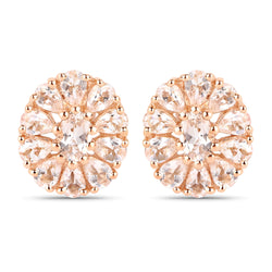 18K Rose Gold Plated 3.40 Carat Genuine Morganite .925 Sterling Silver Earrings