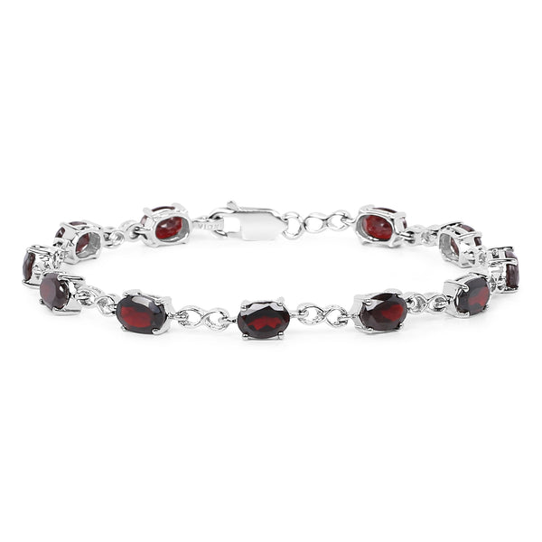 9.35 Carat Genuine Garnet .925 Sterling Silver Bracelet