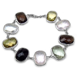 76.43 Carat Genuine Multi Stone .925 Sterling Silver Bracelet