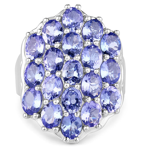 6.27 Carat Genuine Tanzanite .925 Sterling Silver Ring