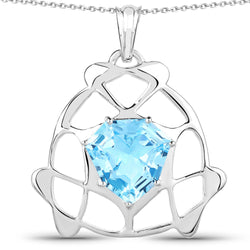 11.50 Carat Genuine Swiss Blue Topaz .925 Sterling Silver Pendant