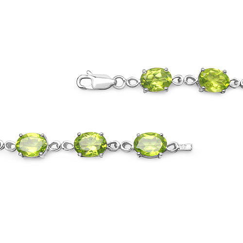 14.40 Carat Genuine Peridot .925 Sterling Silver Bracelet