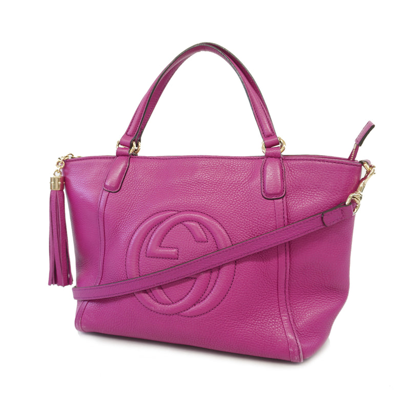 Auth Gucci Soho 2way Bag 369176 Womens Leather HandbagShoulder Bag Pink