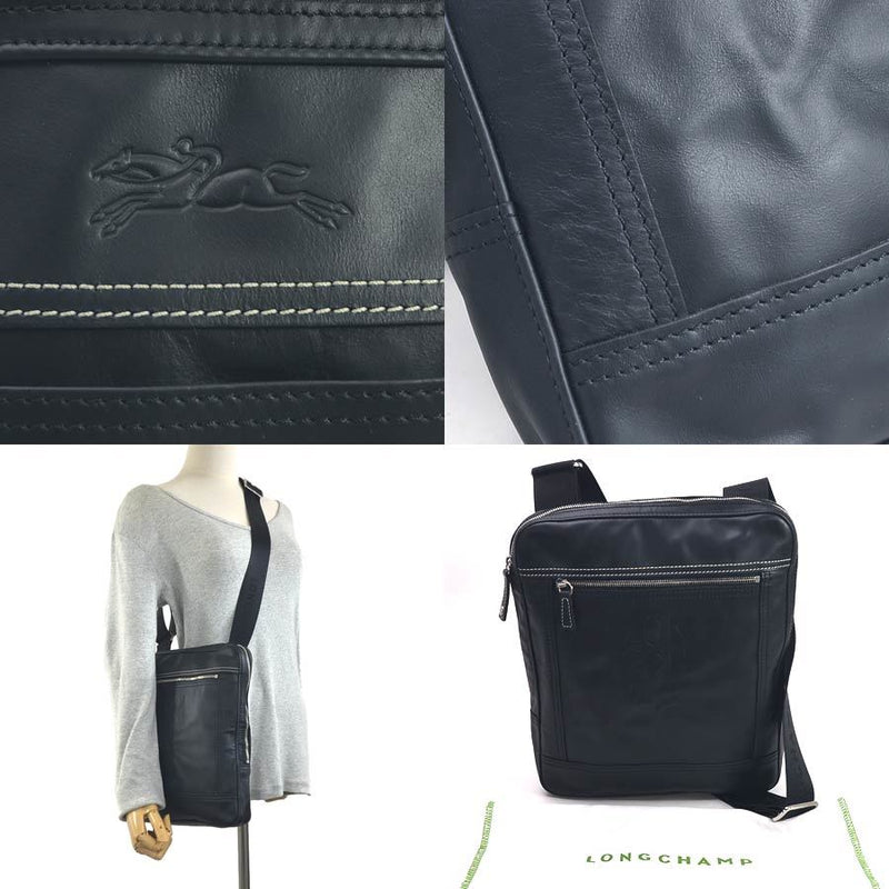 Longchamp LONGCHAMP Shoulder Bag Black Leather Mens 1714189047