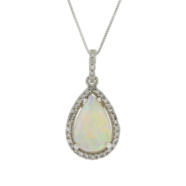 .11ct Opal Diamond Fashion Pendants 14KT White Gold