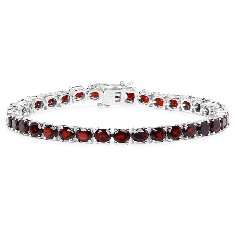 18.00 Carat Genuine Garnet .925 Sterling Silver Bracelet