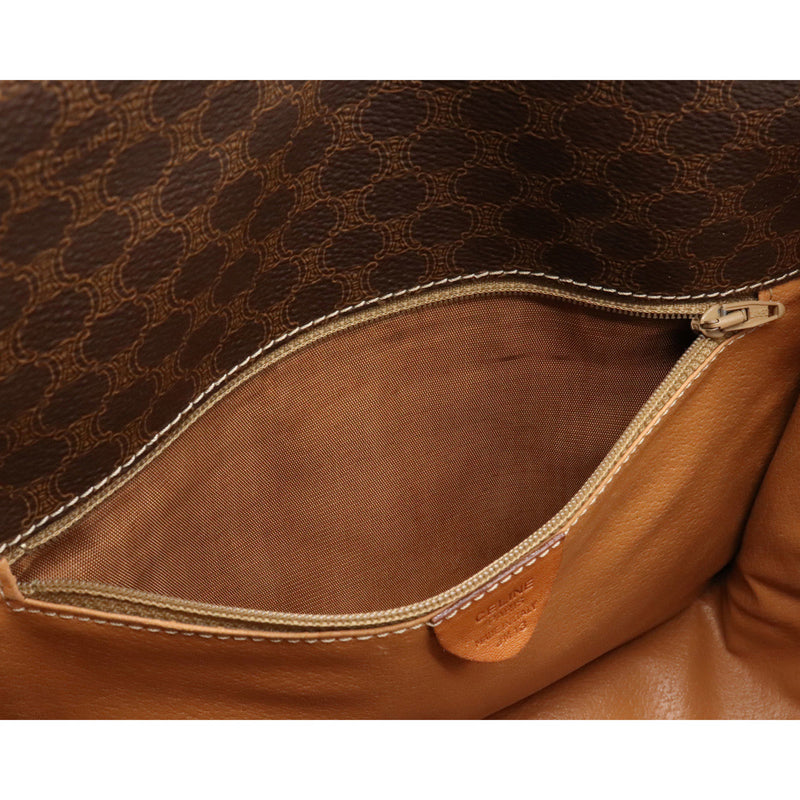 Celine Macadam Pattern Shoulder Bag Pochette PVC Leather Dark Brown
