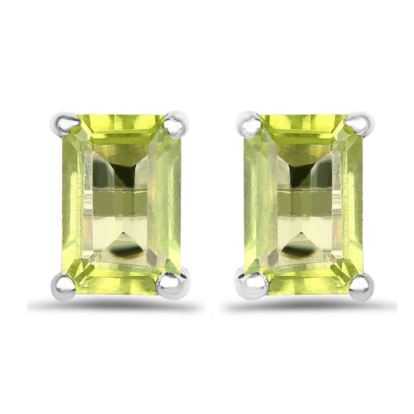 1.10 Carat Genuine Peridot .925 Sterling Silver Earrings