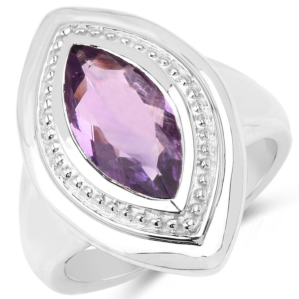 2.00 Carat Genuine Amethyst .925 Sterling Silver Ring