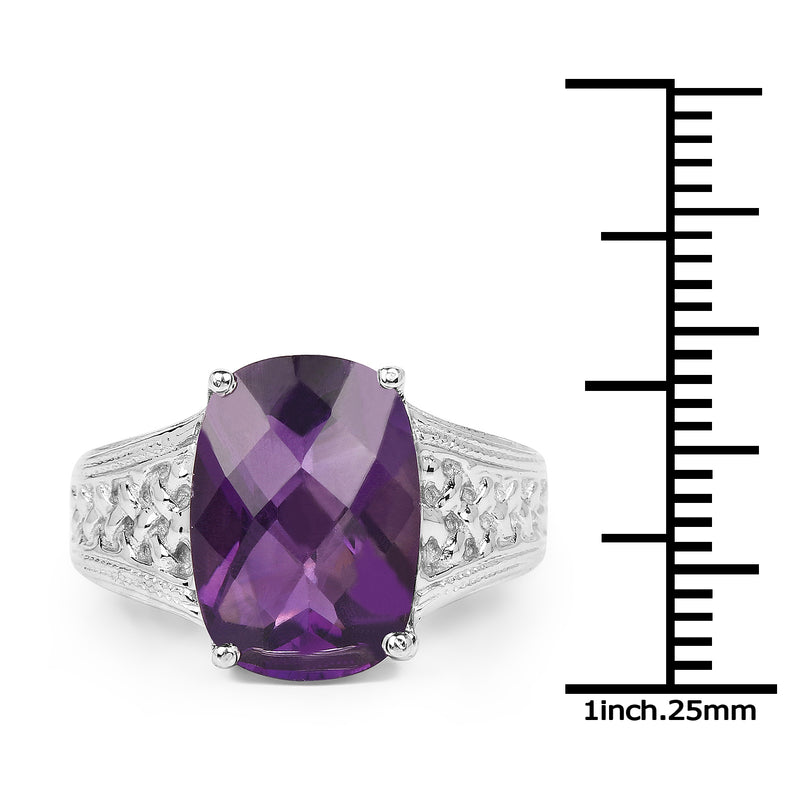 6.50 Carat Genuine Amethyst .925 Sterling Silver Ring