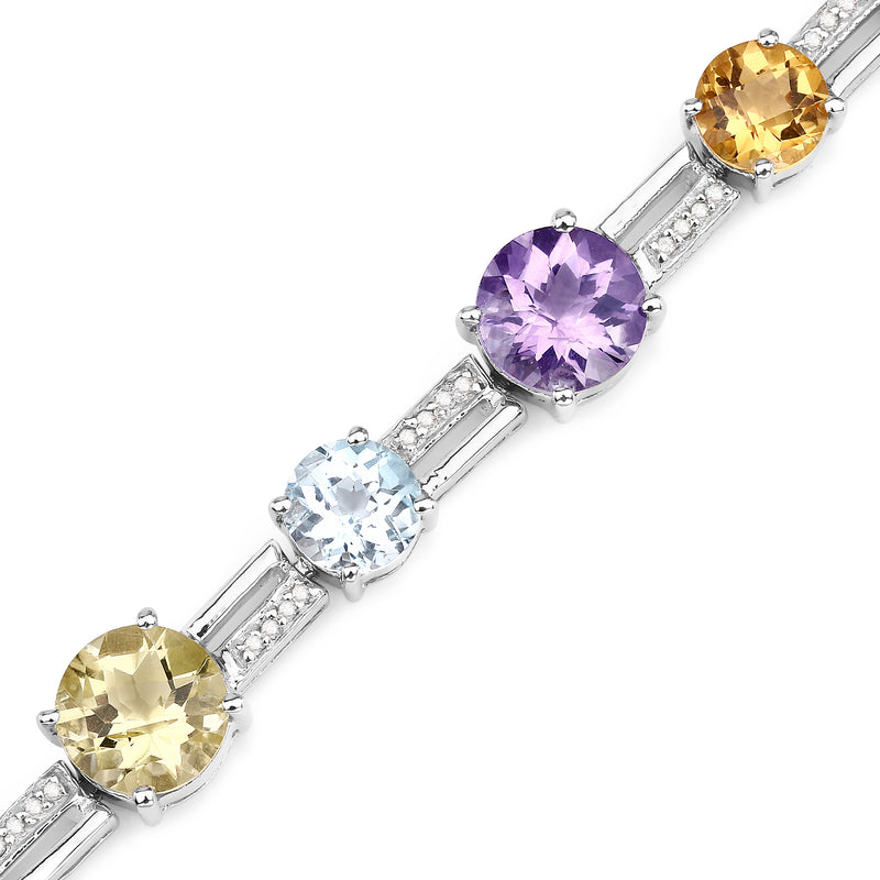 26.74 Carat Genuine Multi Stones .925 Sterling Silver Bracelet