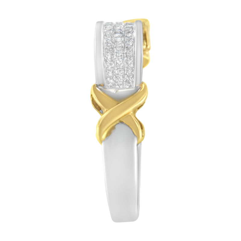 10K Two-Toned 1/3ct TDW Princess cut Diamond Band Ring (H-ISI1-SI2)