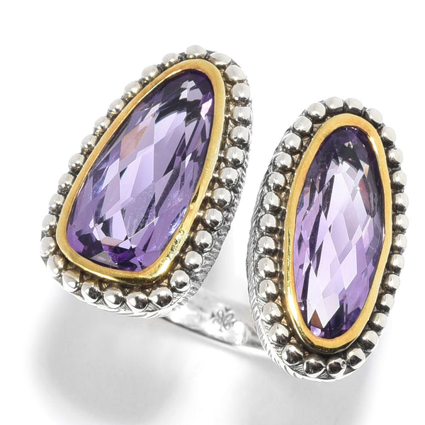 925 Sterling Silver Women Big Stone Ring Pink Amethyst