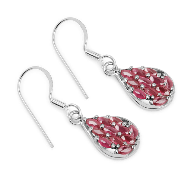 2.64 Carat Genuine Ruby .925 Sterling Silver Earrings