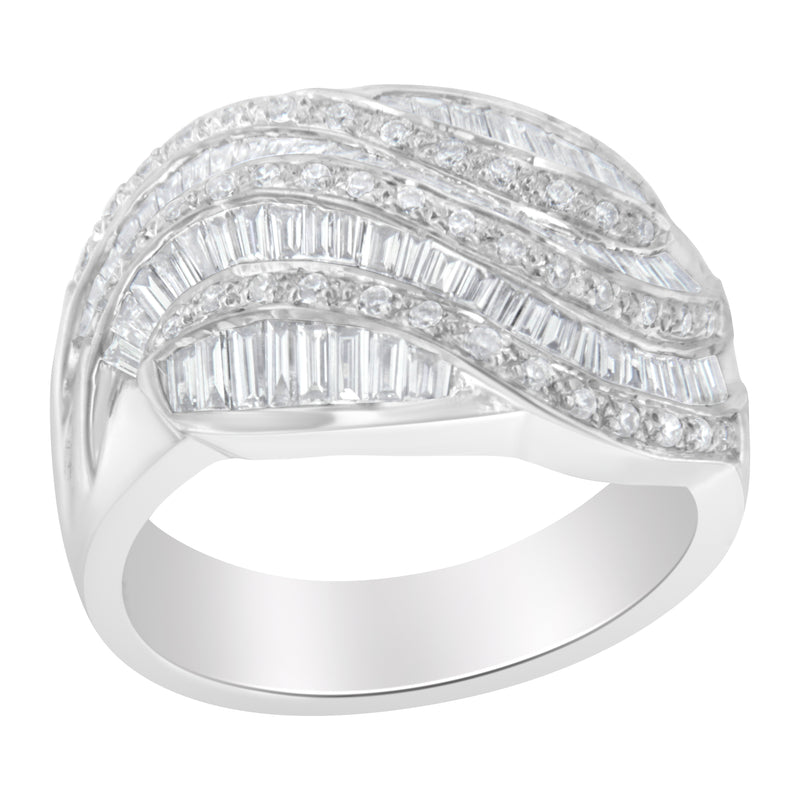 14kt White Gold 1 ct TDW Diamond Bypass Band Ring (G-H VS2-SI1) - Ring Size 7
