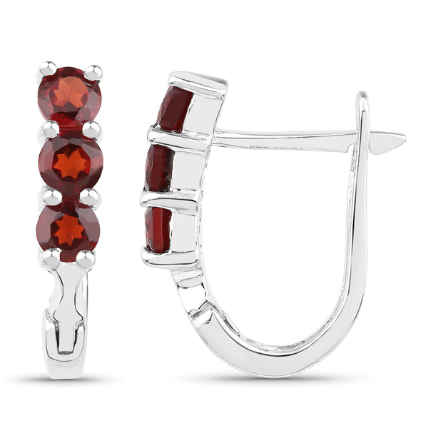 1.32 Carat Genuine Garnet .925 Sterling Silver Earrings