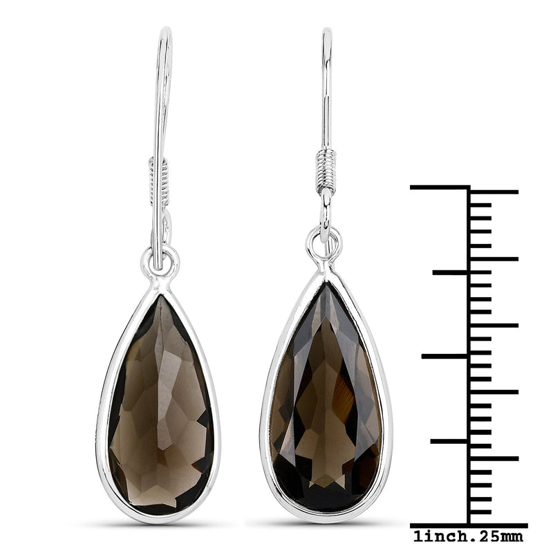 12.20 Carat Genuine Smoky Quartz .925 Sterling Silver Earrings