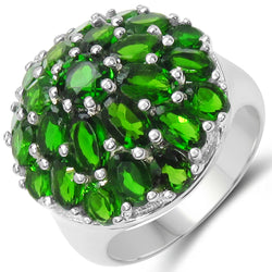 5.34 Carat Genuine Chrome Diopside .925 Sterling Silver Ring