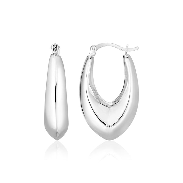 Sterling Silver Polished Pointed Puffed Hoop Earrings