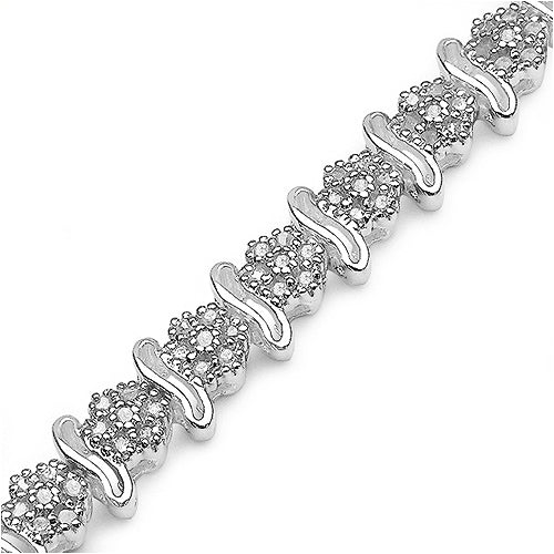 14K White Gold Plated 1.80 Carat Genuine Diamond .925 Sterling Silver Bracelet