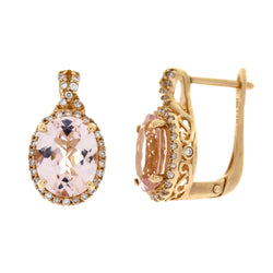 3.75ct Morganite Diamond Earrings 14KT Rose Gold