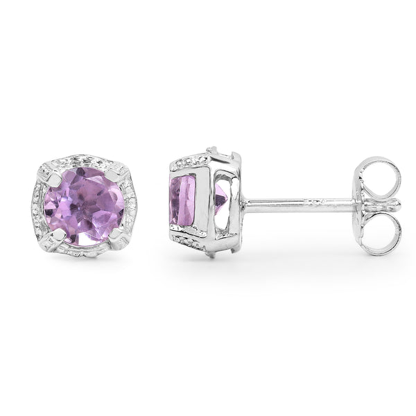 1.46 Carat Genuine Amethyst .925 Sterling Silver Earrings