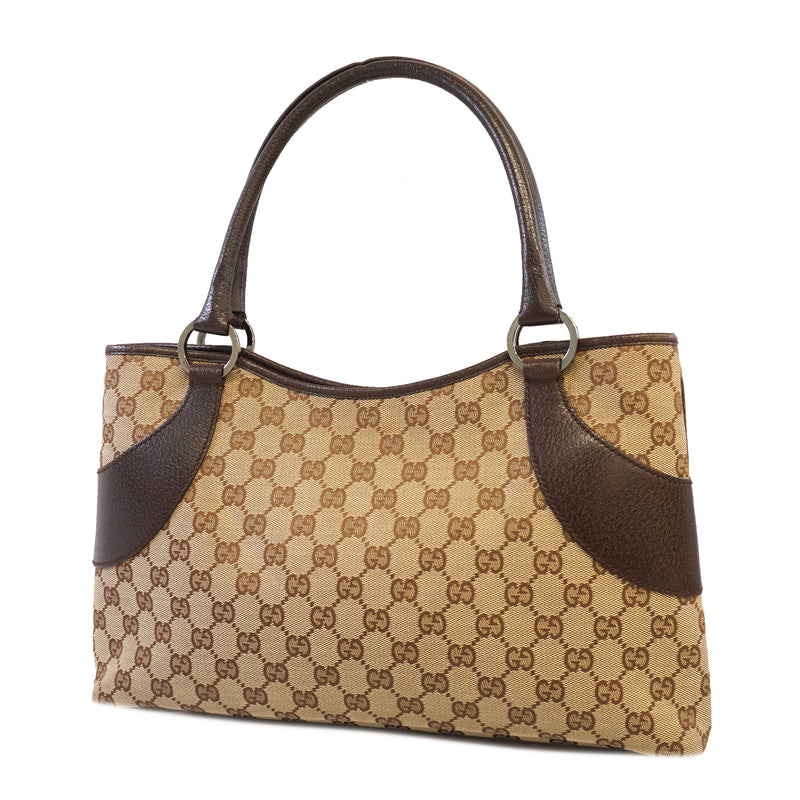 Auth Gucci Tote Bag 113015 Womens GG Canvas HandbagTote Bag BeigeBrown