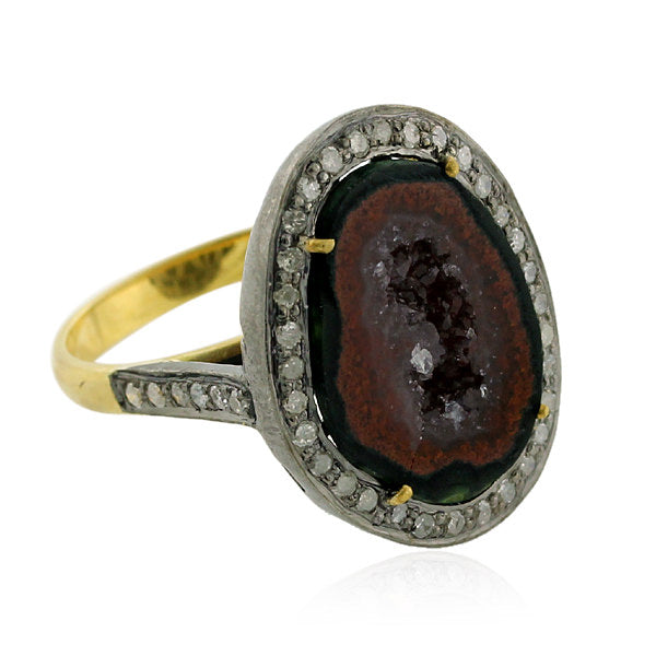 9.75ct Gemstone Pave Diamond 18kt Gold .925 Sterling Silver Ring Fashion Jewelry