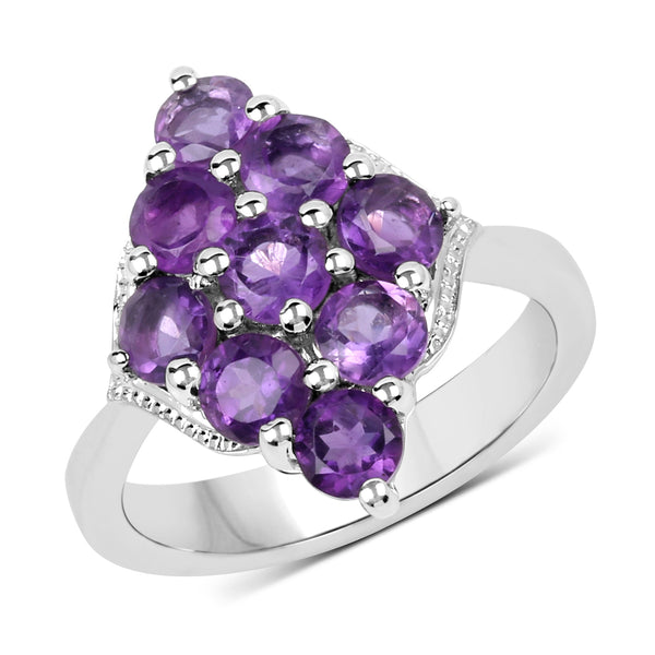 2.16 Carat Genuine Amethyst .925 Sterling Silver Ring