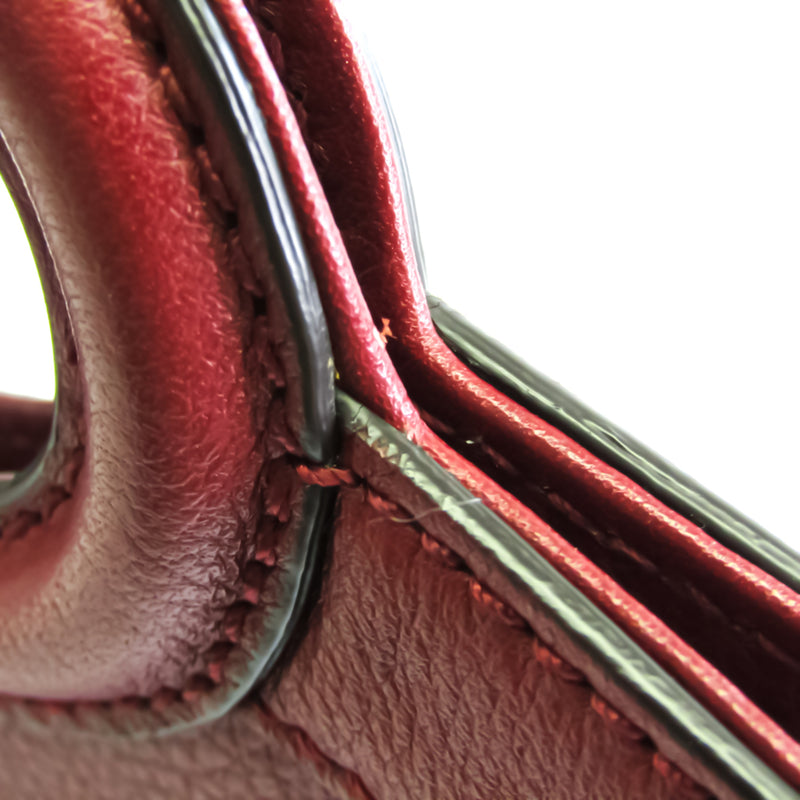 Cartier Marcello Unisex Leather HandbagTote Bag Red ColorWine