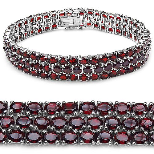 26.20 Carat Genuine Garnet .925 Sterling Silver Bracelet