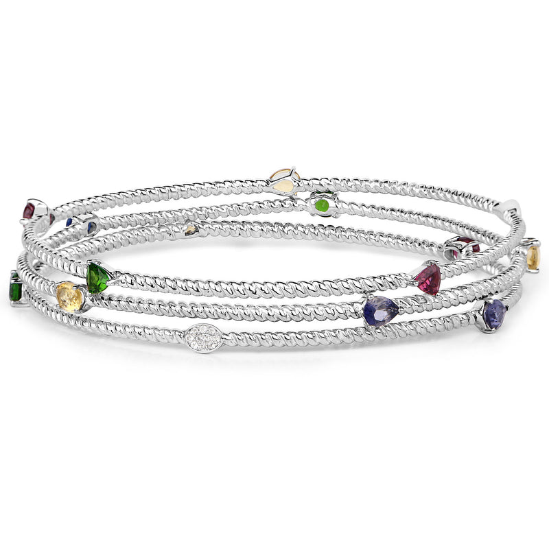 3.88 Carat Genuine Multi Stones .925 Sterling Silver Bracelet