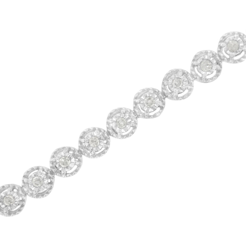 .925 Sterling Silver 1/2 Cttw Miracle-set Round-Cut Diamond Bezel Link Bracelet (I-J Color, I3 Clarity) - 7.25"