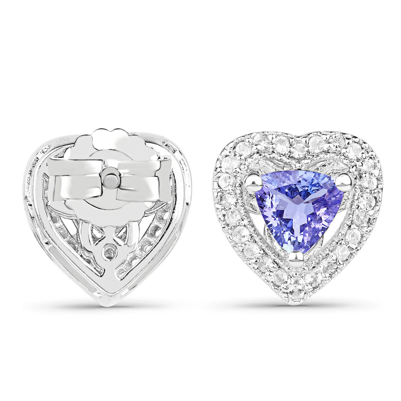 1.18 Carat Genuine Tanzanite & White Topaz .925 Sterling Silver Earrings