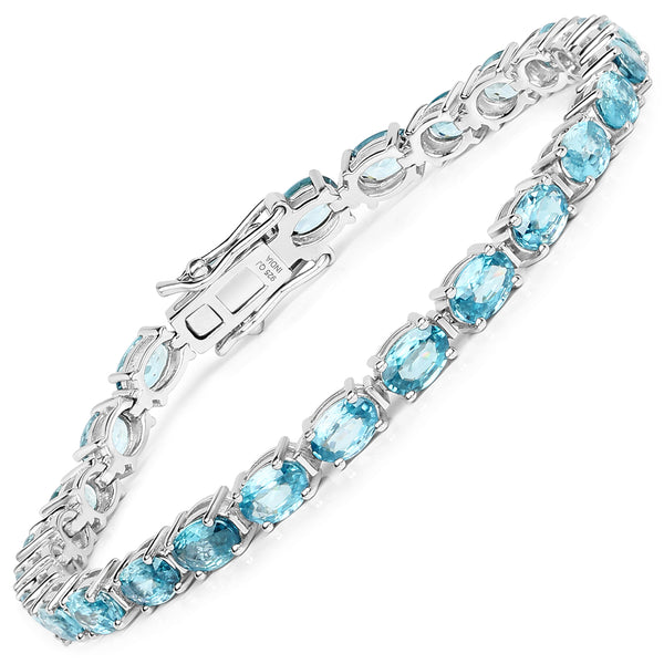 30.00 Carat Genuine Blue Zircon .925 Sterling Silver Bracelet