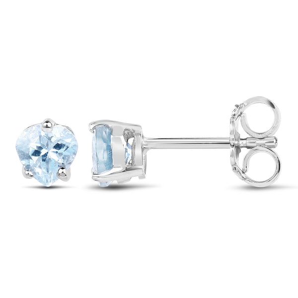 0.66 Carat Genuine Aquamarine .925 Sterling Silver Earrings