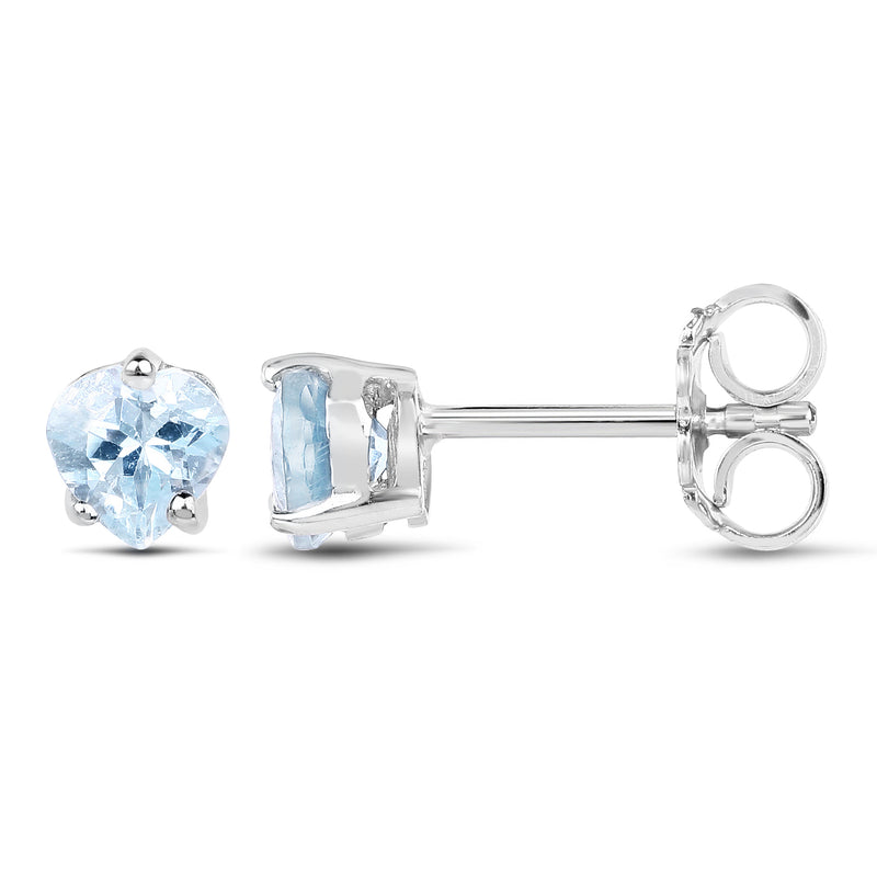 0.66 Carat Genuine Aquamarine .925 Sterling Silver Earrings