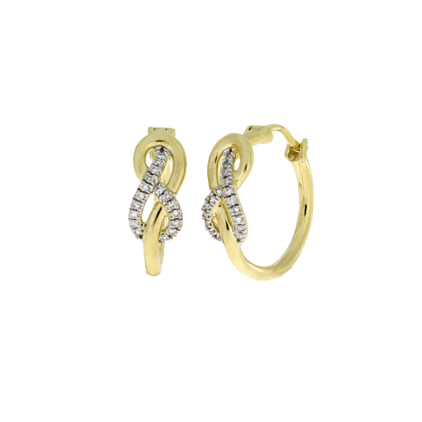 Natural .10ct Diamond Hoop Earrings 10KT Yellow Gold