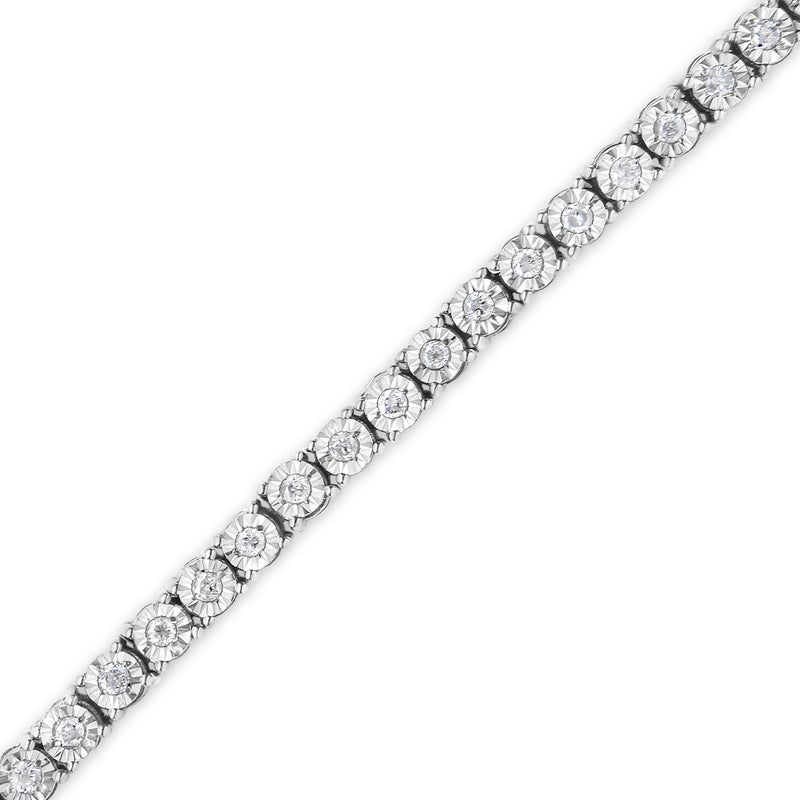 IGI Certified Sterling Silver 1ct TDW Rose-cut Diamond Tennis Bracelet (I-J I3-Promo)