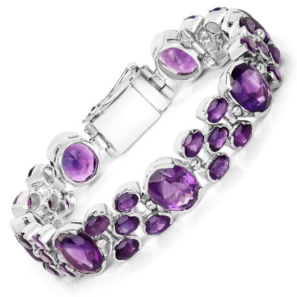 43.25 Carat Genuine Amethyst .925 Sterling Silver Bracelet