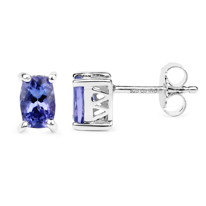 1.06 Carat Genuine Tanzanite .925 Sterling Silver Earrings