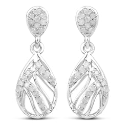 0.49 Carat Genuine White Diamond .925 Sterling Silver Earrings