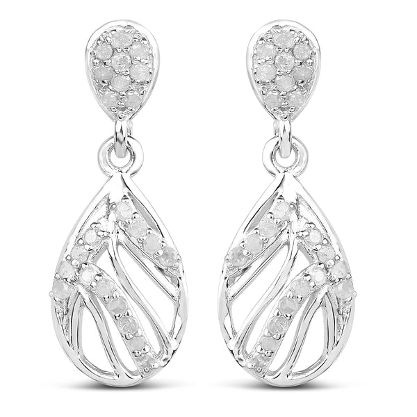 0.49 Carat Genuine White Diamond .925 Sterling Silver Earrings