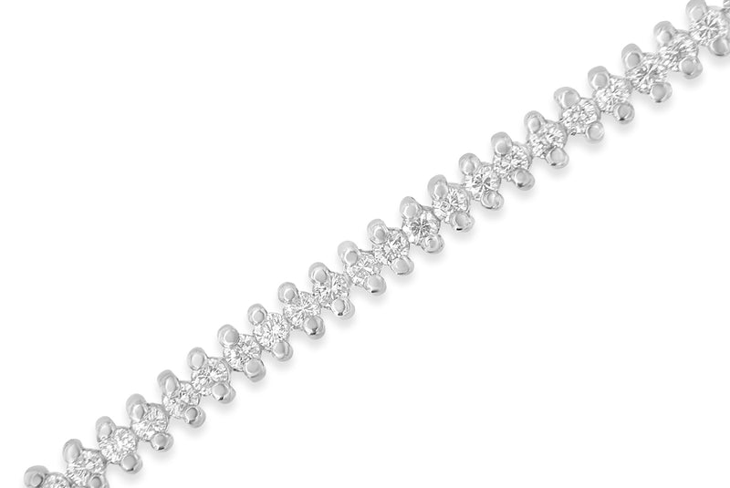 18K White Gold Round Cut Pave Diamond Tennis Bracelet (2.00 cttw, H-I Color, SI2-I1 Clarity)